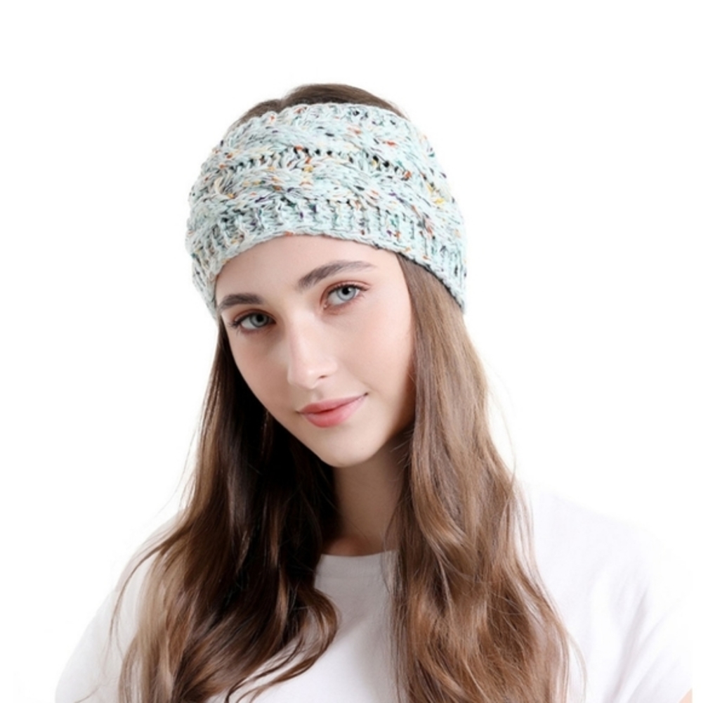 Light blue soft cotton knitted hairband